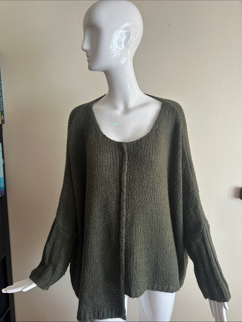 Olive Green Oversized Knit Women's Sweater